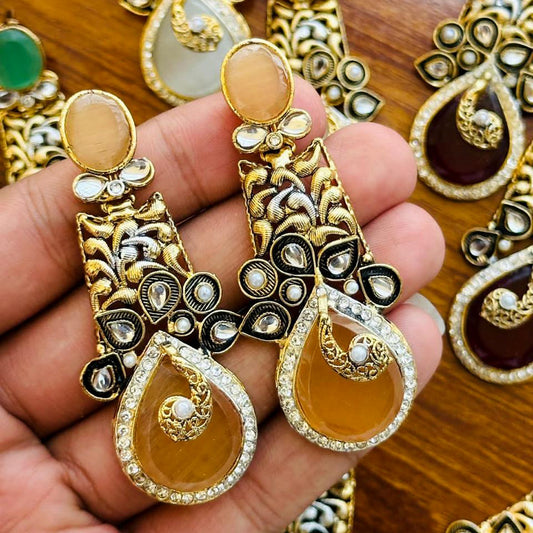 Orange Monalisa Stone Earrings