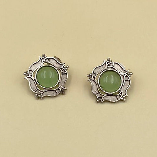Mint Green Floral Oxidised Earrings