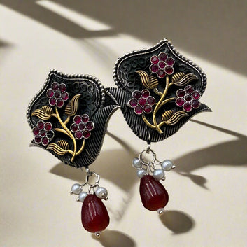 Floral Premium Oxidised Earrings