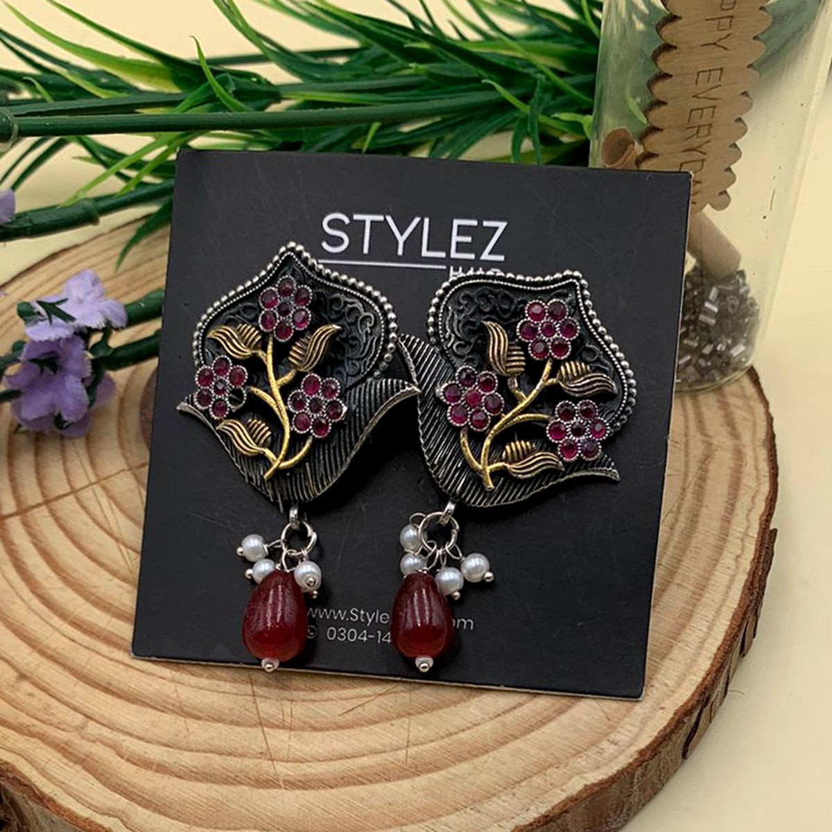 Floral Premium Oxidised Earrings