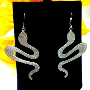 Silver Snake Modern Earrings