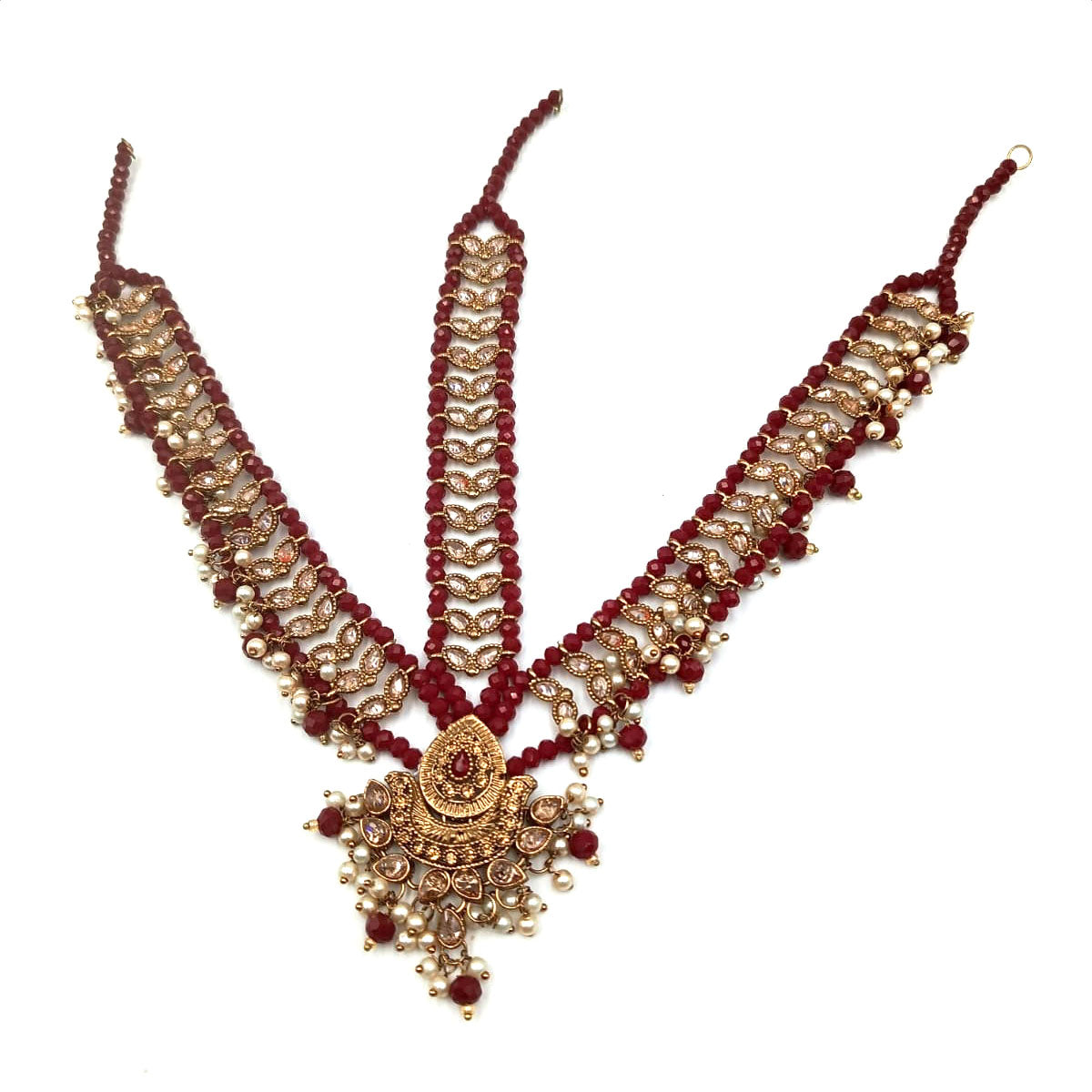 Red Kundan Matha Patti