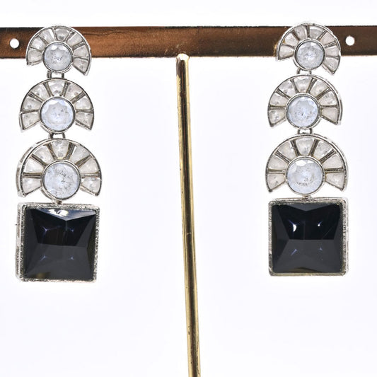 Black Stone Zircon Fancy Earrings