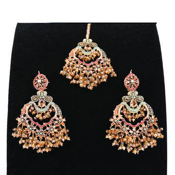 Blissful Vintage Nauratan Earrings With Bindiya