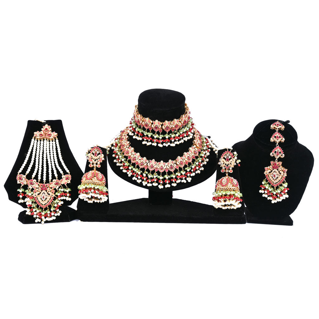 Designer Zircon & Kundan Stones Nauratan Bridal Set