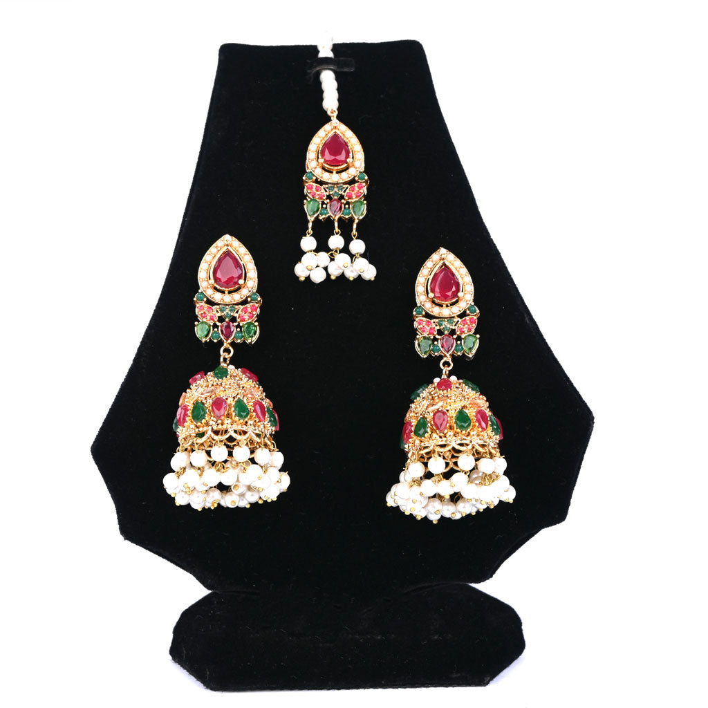 Kundan Jhumka Earrings With Bindiya