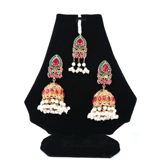 Kundan Jhumka Earrings With Bindiya