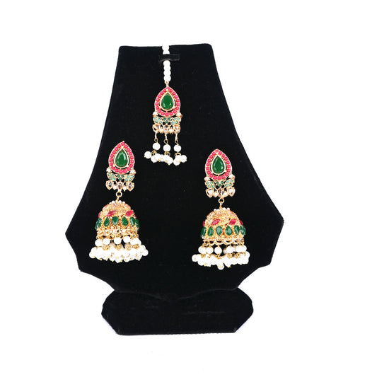 Kundan Jhumka Earrings With Bindiya