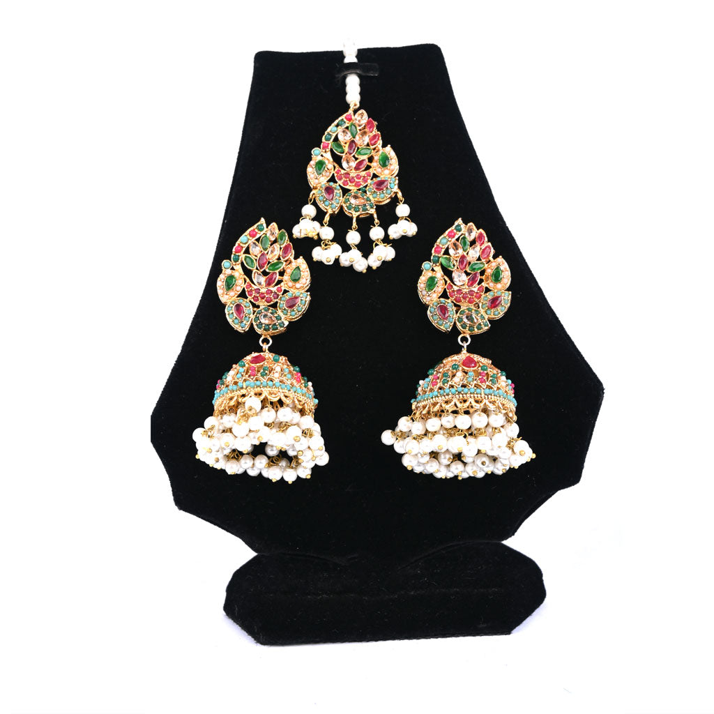 Multi Stones Nauratan Bindiya Earrings