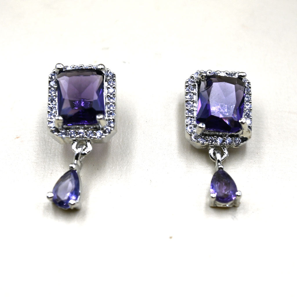 Sapphire Drop Zircon Earrings