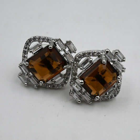 Square Vintage Zircon Earrings