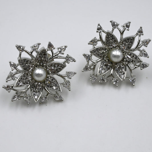 Snowflake Crystal Pearls Earrings