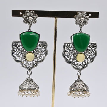 Unique Pendulum Oxidised Jhumki Earrings