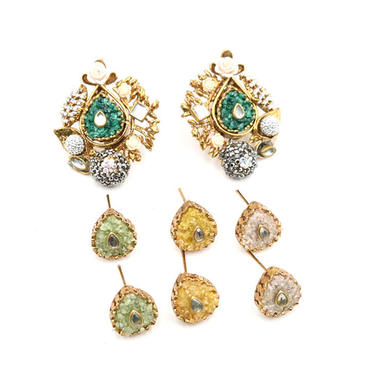 Changeable Multi Crushed Stone Earrings