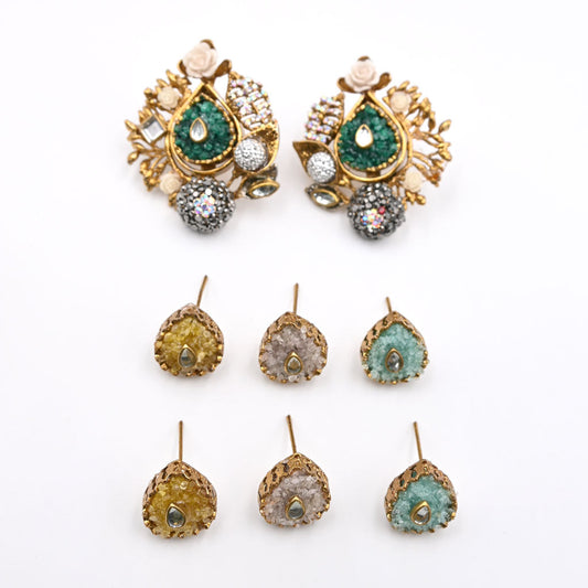 Changeable Multi Crushed Stone Earrings
