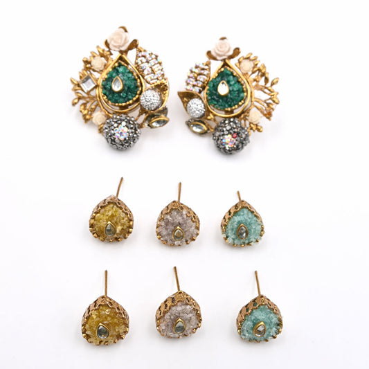 Changeable Multi Crushed Stone Earrings