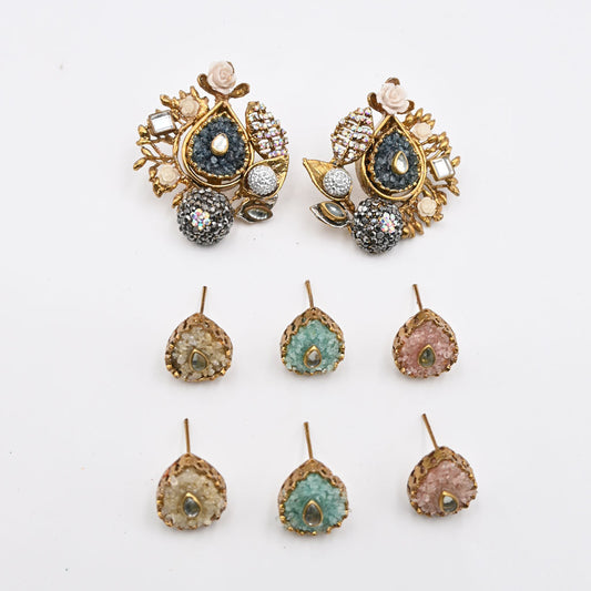 Changeable Multi Crushed Stone Earrings
