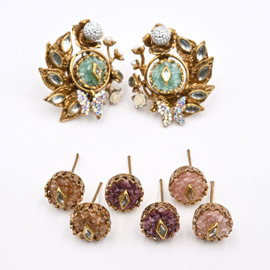 Changeable Multi Crushed Stone Earrings