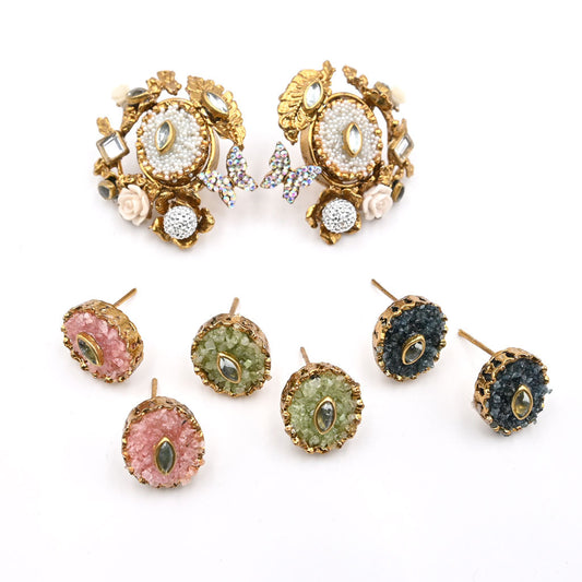 Changeable Multi Crushed Stone Earrings