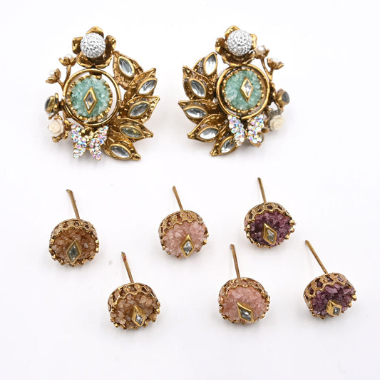 Changeable Multi Crushed Stone Earrings