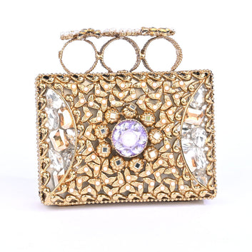 Decorated Pearls & Gemstones Bridal Clutch