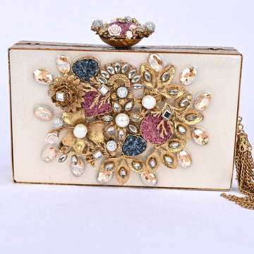 Crushed Stone & Kundan Decor Bridal Clutch