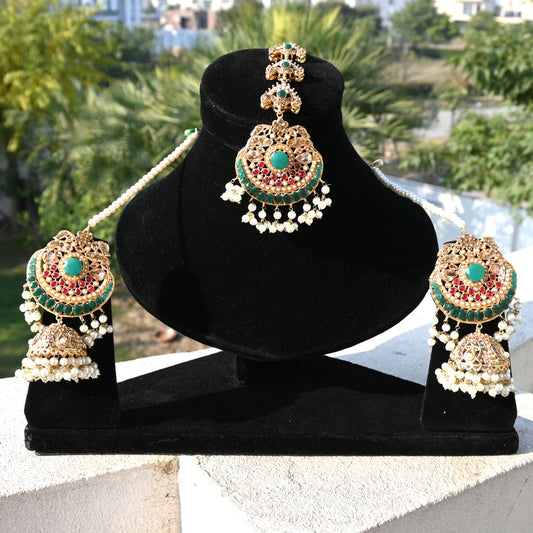 Multi Stone Nauratan Bindiya Earrings