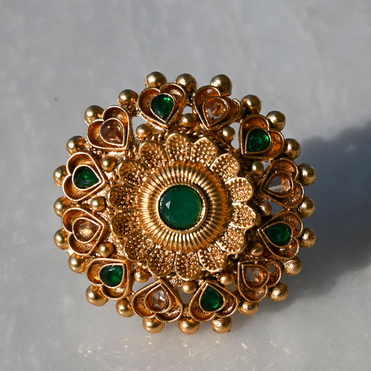 Regal Emerald Cluster Ring
