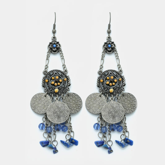 Floral Crystal Oxidized Earrings