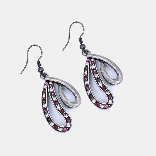 Vintage Swarovski Open Teardrop Oxidised Earrings