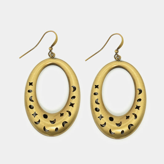 Oxidized Round Drop Hoops Earrings
