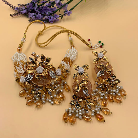 Ella Crushed Stone Necklace & Earrings Set