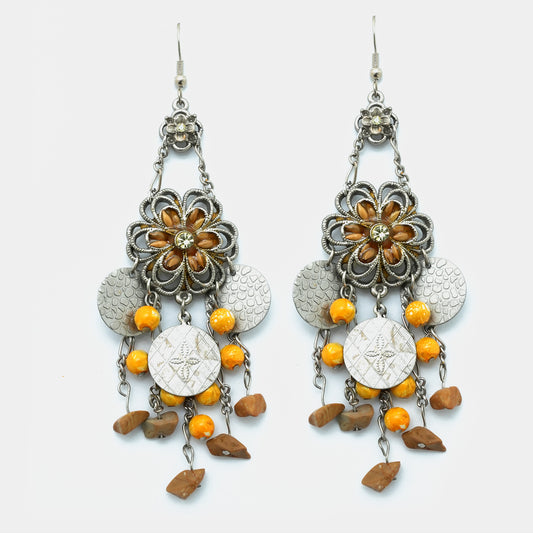 Floral Crystal Oxidized Earrings
