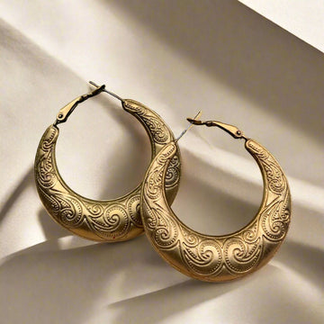 Large Hoops Golden Oxidised Earrings