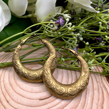 Large Hoops Golden Oxidised Earrings