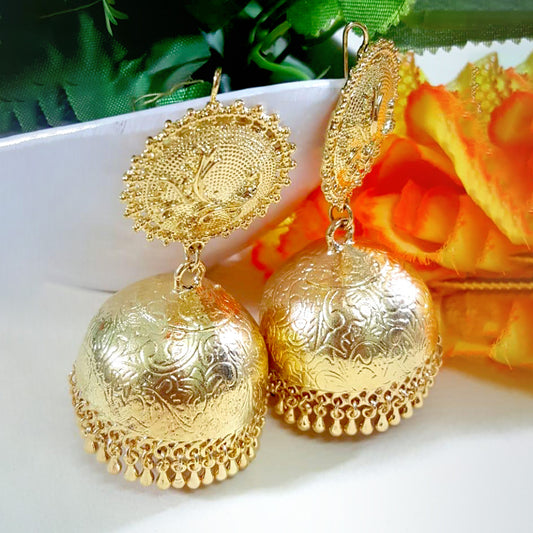 Oversized Golden Jhumka Earrings