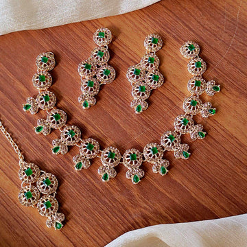 Zircon Green Stones Party Necklace