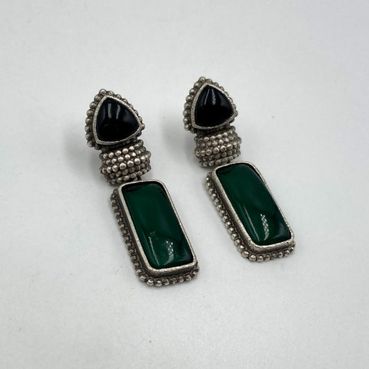 Ankolika Monalisa Stone Blue & Green Premium Oxidised Earrings