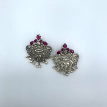 Zoya Pink Premium Oxidised Earrings