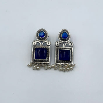 Bari Royal Blue Premium Oxidised Earrings