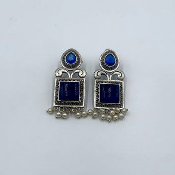 Bari Royal Blue Premium Oxidised Earrings