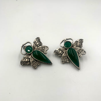 Teetli Green Premium Oxidised Stud Earrings