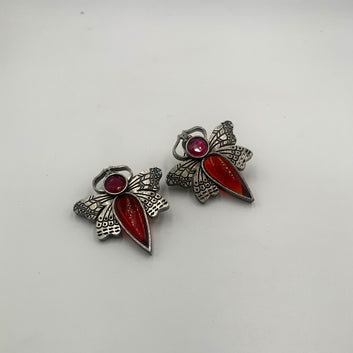 Teetli Red Premium Oxidised Stud Earrings