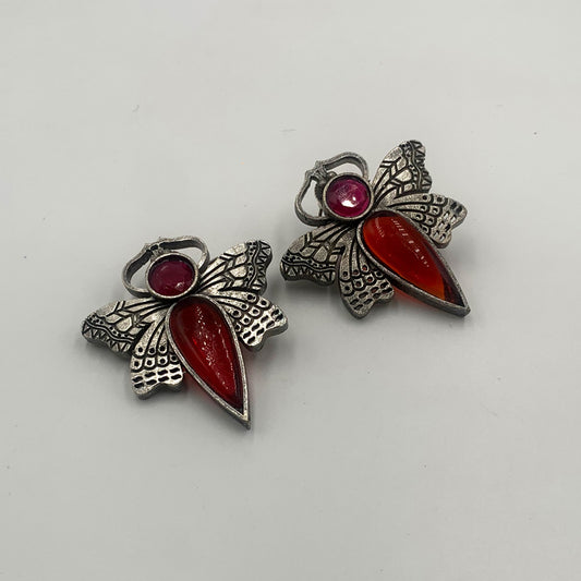 Teetli Red Premium Oxidised Stud Earrings