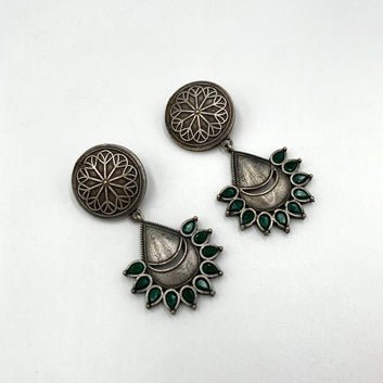 Suraj Green Premium Oxidised Earrings