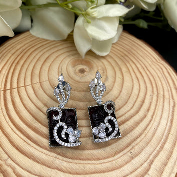 Julie Black Zircon Earrings