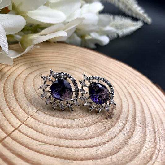 Violet Stone Zircon Earrings