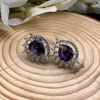 Violet Stone Zircon Earrings