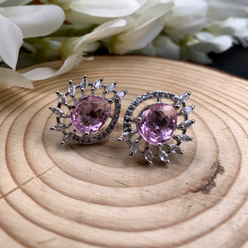 Baby Pink Stone Zircon Earrings