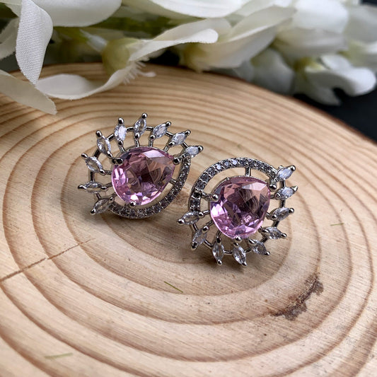 Baby Pink Stone Zircon Earrings